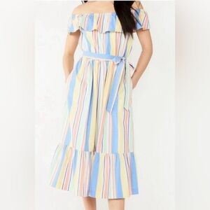 NWOT Draper James Reese Witherspoon cotton striped ruffle hem maxi dress